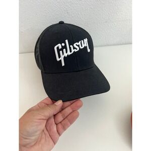 Gibson Black Trucker Hat Mesh Back Embroidered Logo Adjustable Snapback Men